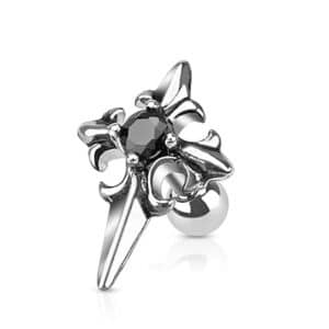 Midnight Relic Gothic Cross Stainless Steel Barbell for healed piercings