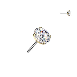 Luxe Moissanite Threadless Titanium Top 24kt Gold with 2mm prong-set gemstone