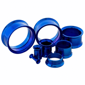 Dark blue anodized stainless steel Azure Titan tunnel plug