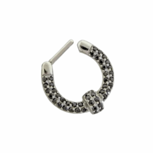 Nightbinder Knot Clicker in silver surgical steel with black gems, gothic piercing jewelry 16g 8mm