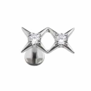 Starlight Double Star Titanium Labret in Gold and Silver