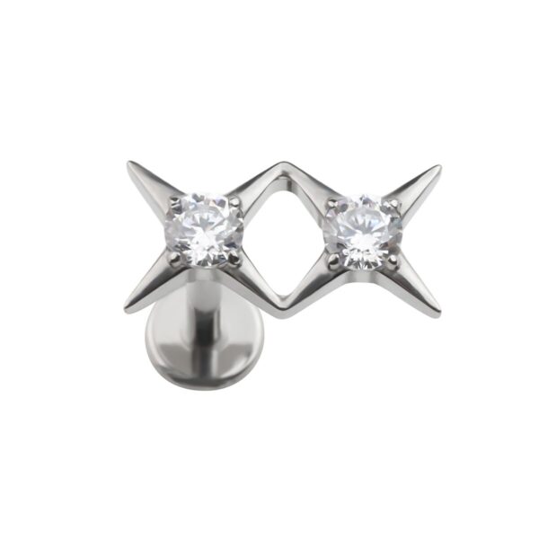 Starlight Double Star Titanium Labret in Gold and Silver