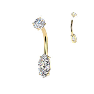 316L stainless steel marquise CZ belly ring in gold and silver